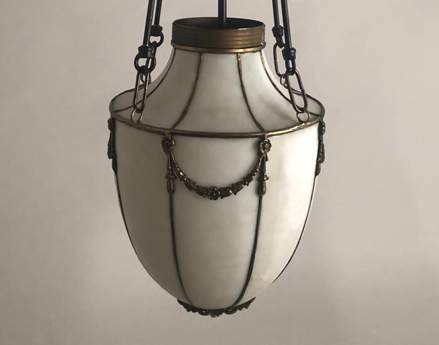 Classical Leaded Glass Inverted Pendant Ceiling Light